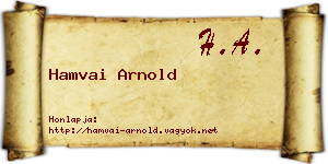 Hamvai Arnold névjegykártya